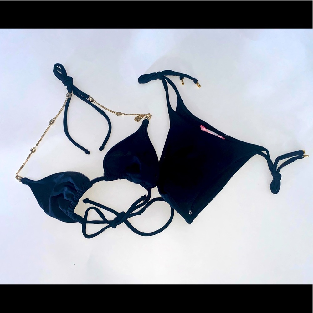 New Black with Gold Accent Bikini M